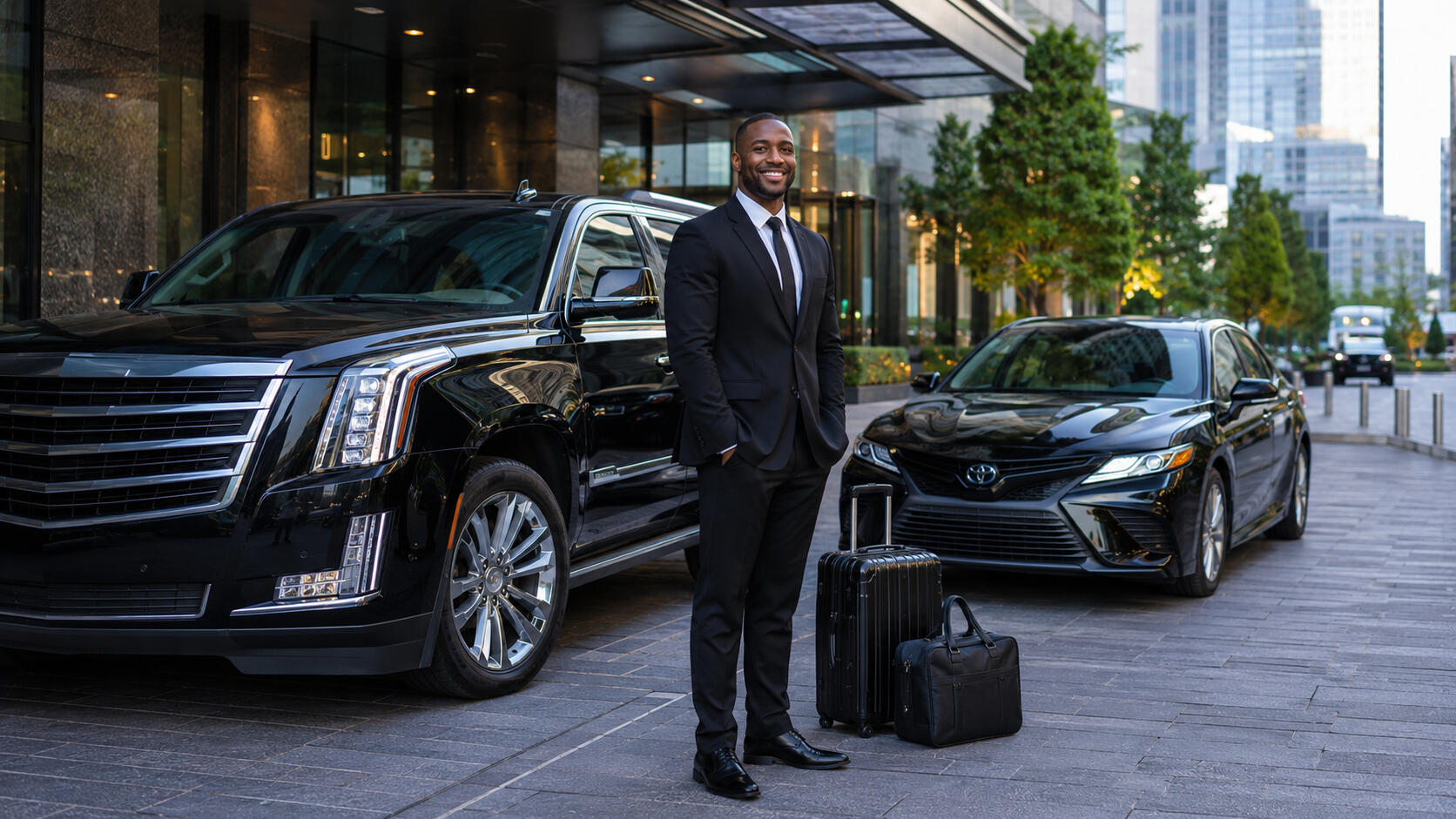 ayogo-transport-private-driver-toronto.jpg Professional driver standing beside a clean car offering airport and private transport services in Toronto